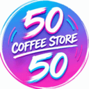 50-50 coffee store logo